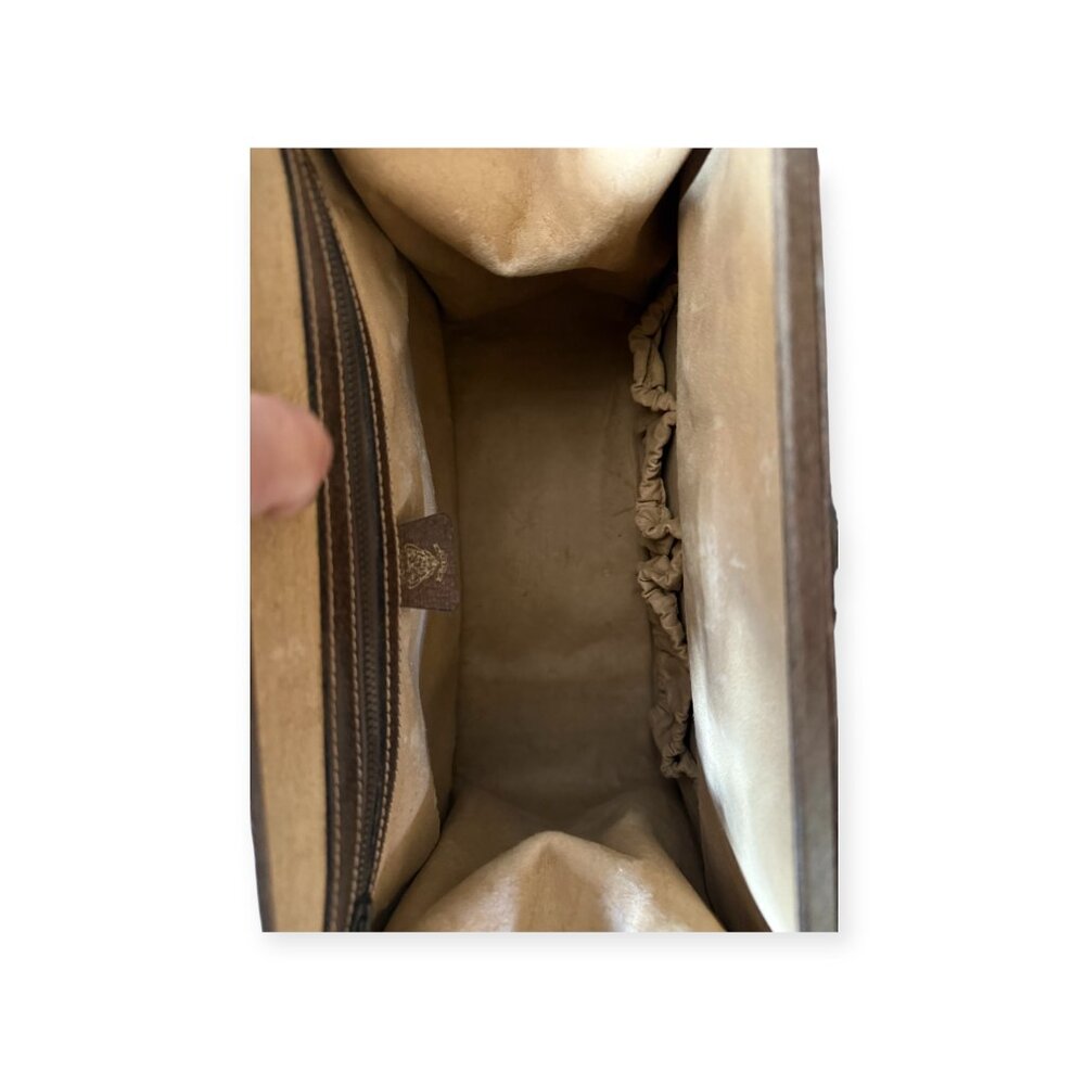 Vintage Gucci Doctor Style Frame Bag | GG Supreme Monogram | Brown Leather - Picture 7 of 9